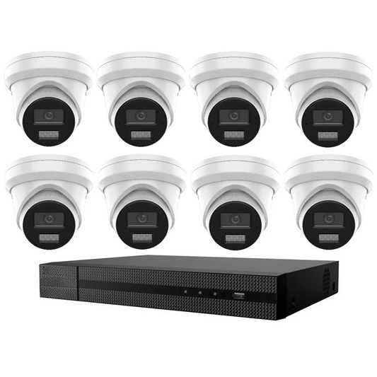 Hikvision 8MP 4K AcuSense 8CH CCTV kit 8 X Network Camera with Siren Strobe +8CH NVR Installation Included