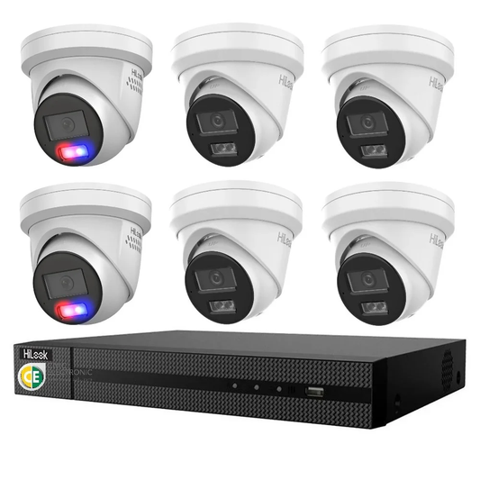 Hikvision HiLook 6MP IntelliSense CCTV Kit – 6 Cameras – Active Colour Deterrence – 8CH PoE NVR (No HDD)
