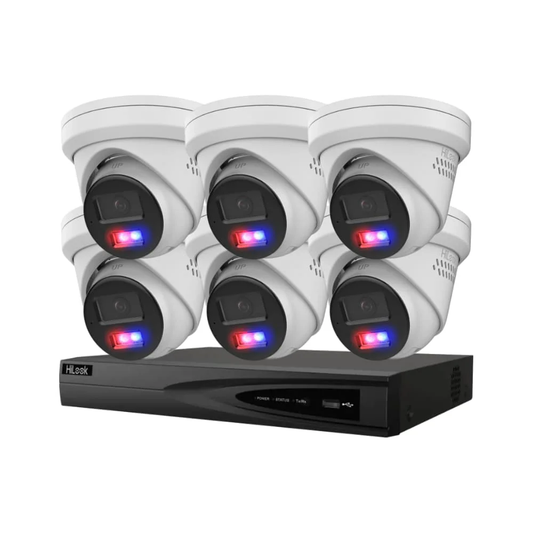 Hikvision HiLook 6MP CCTV Package – 6 Cameras – AI NVR – Sound & Light Alarm – 4TB – Installation Included