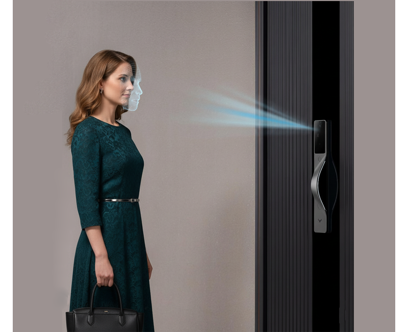 Lockin V5 Max | Palm-Vein Recognition , 3D Face ID , 2K Camera with Built-in Doorbell , 3-Day Free Cloud Storage