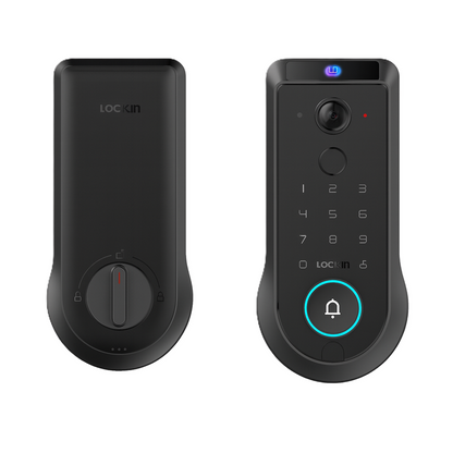 Lockin Veno Pro | Palm-Vein Recognition ,  Fingerprint , 2K Camera with Built-in Doorbell , 32GB Local Video Storage/ IP65